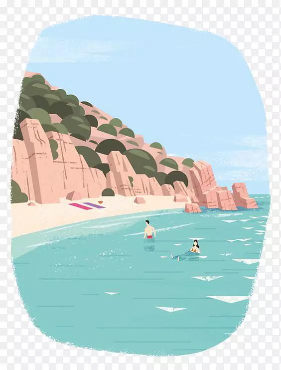 数码插画海报插图-沙滩