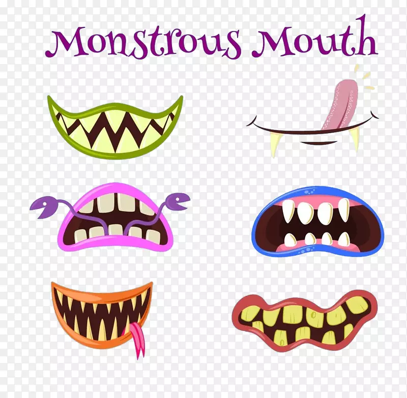 嘴怪物剪贴画卡通可爱怪物嘴