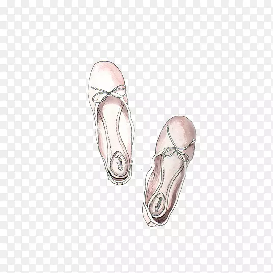 芭蕾鞋平画插图.彩色手绘芭蕾舞鞋