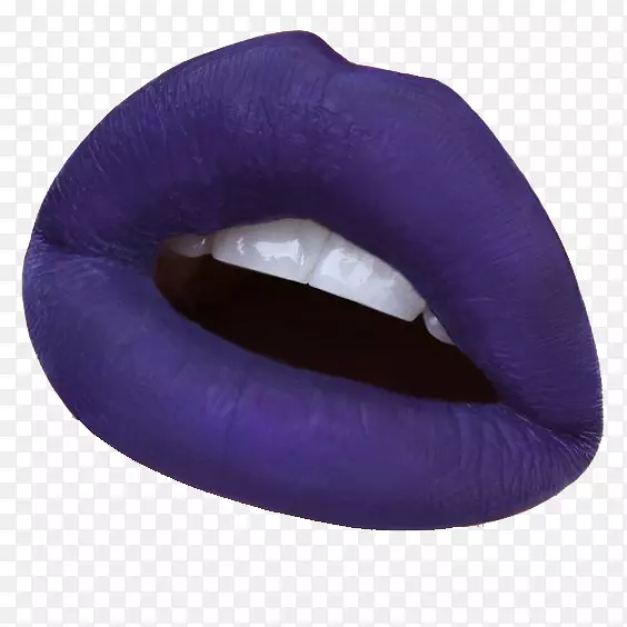 紫色唇膏-蓝色和紫色哑光唇膏印
