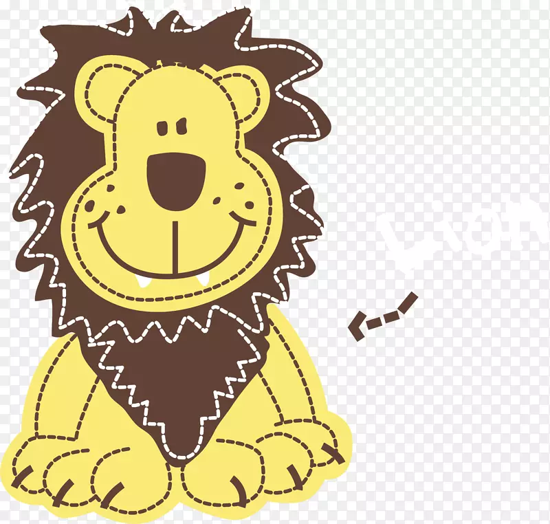 狮子长颈鹿插图-可爱的小狮子