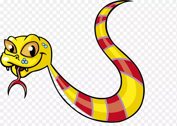 蛇动画剪贴画-红黄卡通蛇