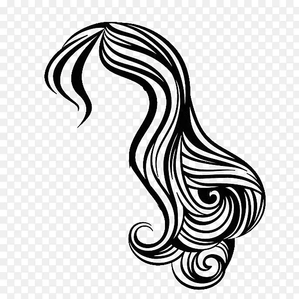 发型美容院插图-型长发，卷发，女士头发