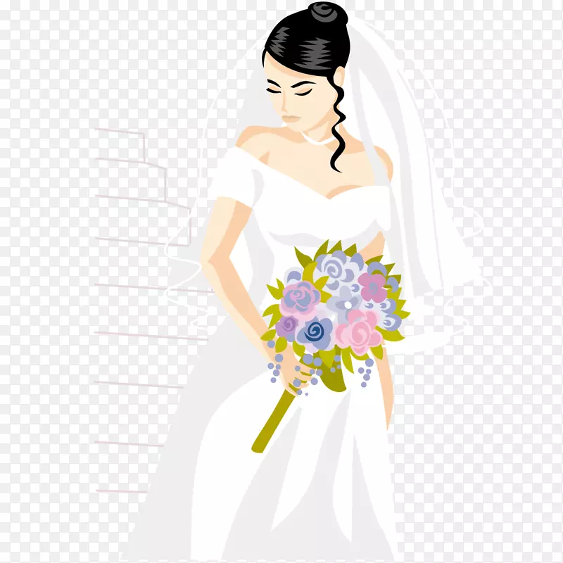 新郎摄影插图.新娘捧着花束