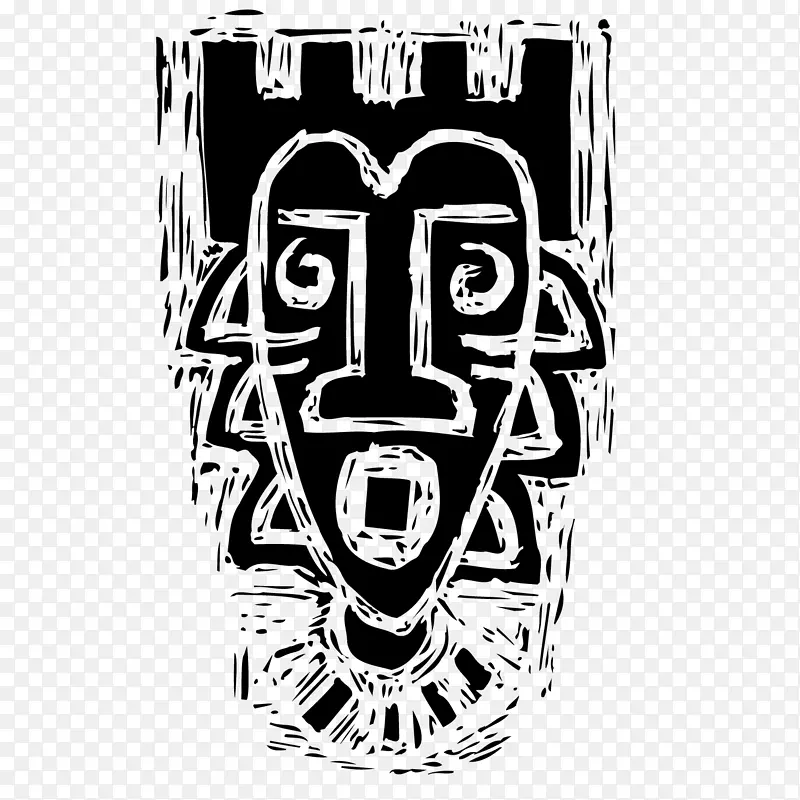 非洲平面设计黑白面具-非洲野性面具男