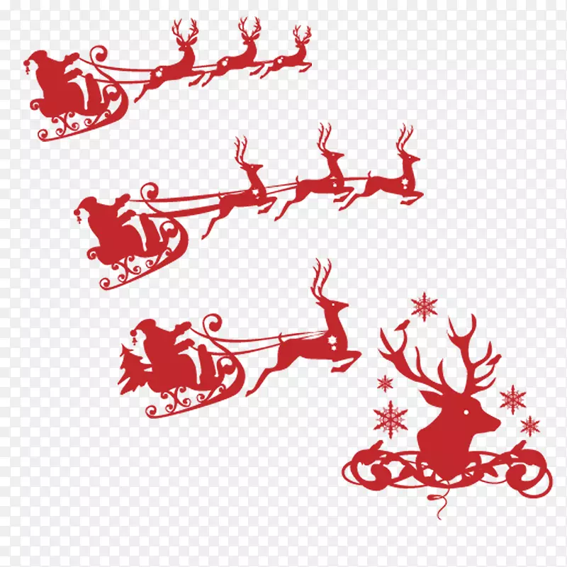 驯鹿圣诞老人圣诞礼物大卫鹿-圣诞鹿牵着圣诞老人