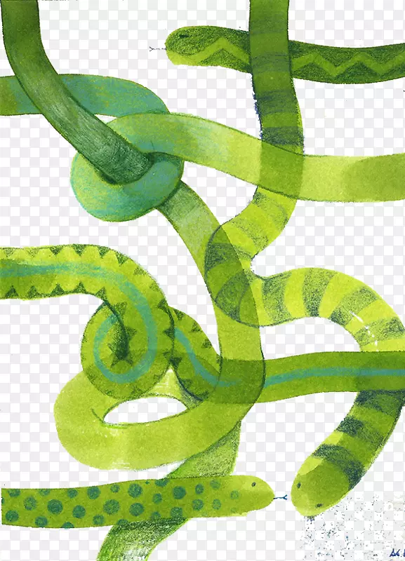 蛇绿色插图-绿色蛇图案