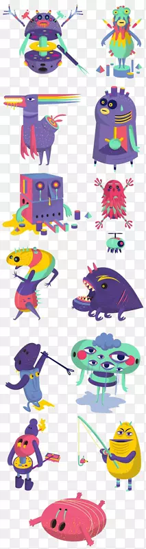 怪物绘图插画-紫色怪物