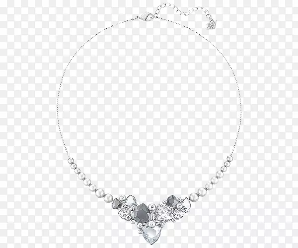 白色黑身穿孔珠宝图案-施华洛世奇珠宝女式蓝宝石项链