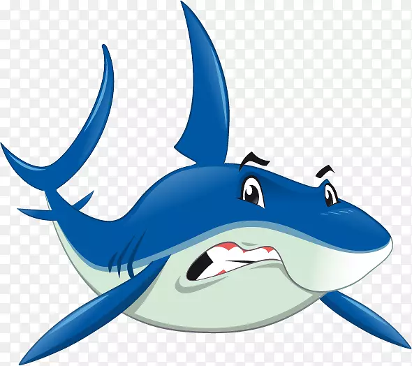 鲨鱼颌骨底栖区-卡通鲨鱼