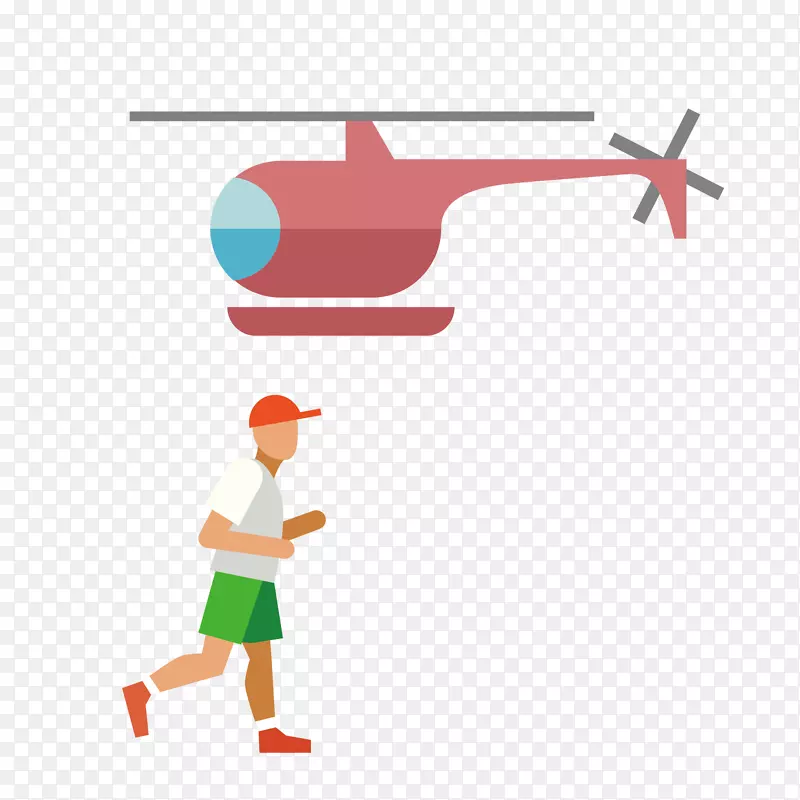 直升机-卡通直升机行人
