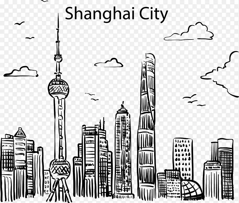 东方明珠塔画城线