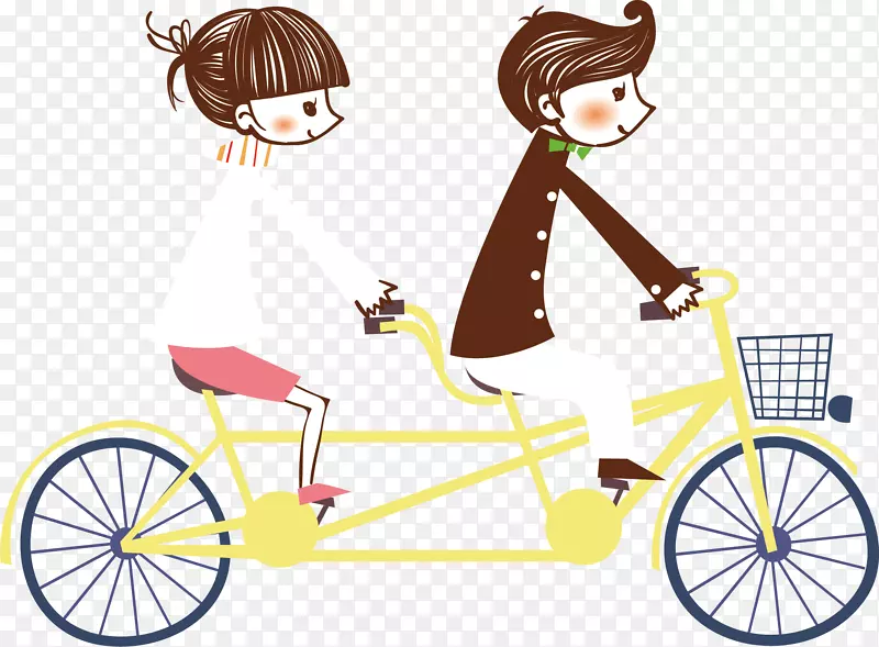 骑一对自行车情侣