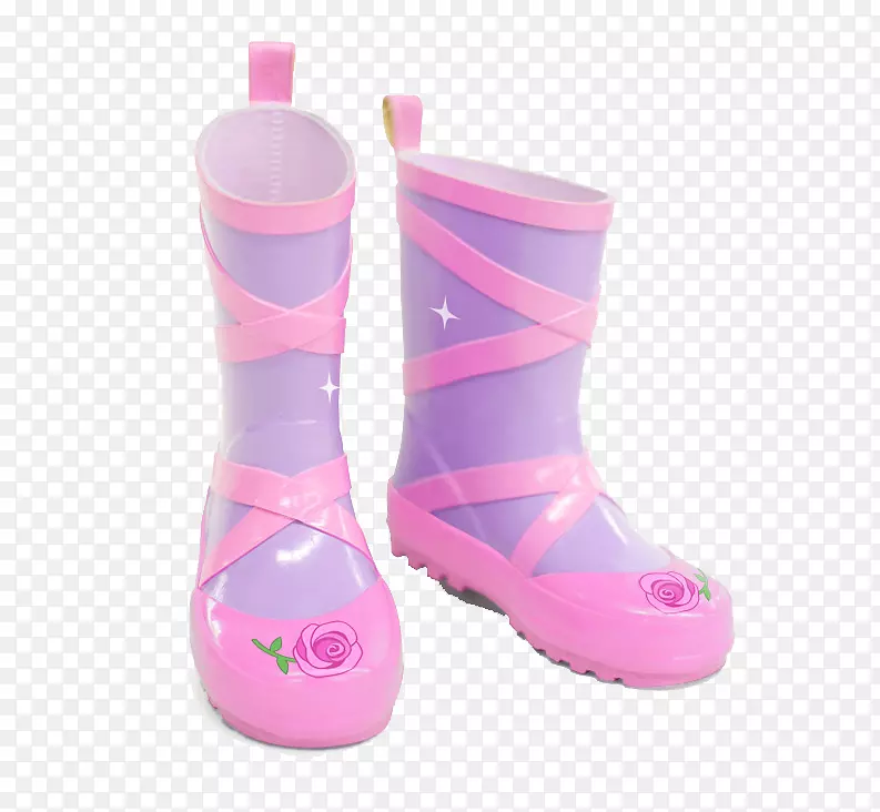 惠灵顿靴芭蕾平雨衣鞋-粉红色雨靴