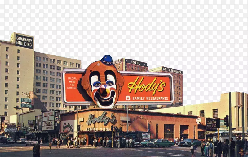 好莱坞大道棕色德比山一郎好莱坞20世纪50年代餐厅-小丑广告牌