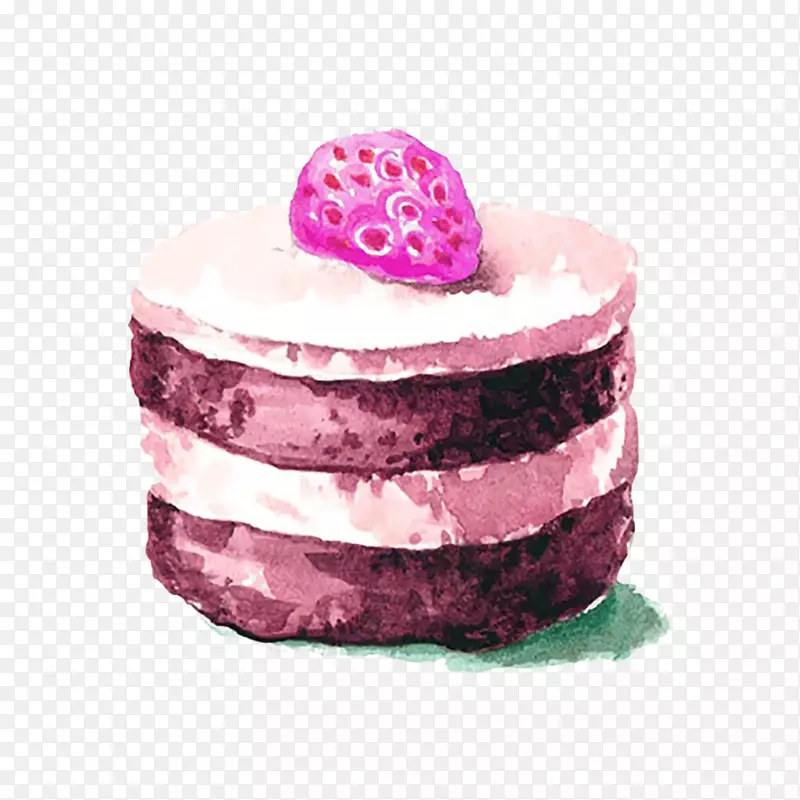 蛋糕月饼水彩画草莓蛋糕水彩画材料