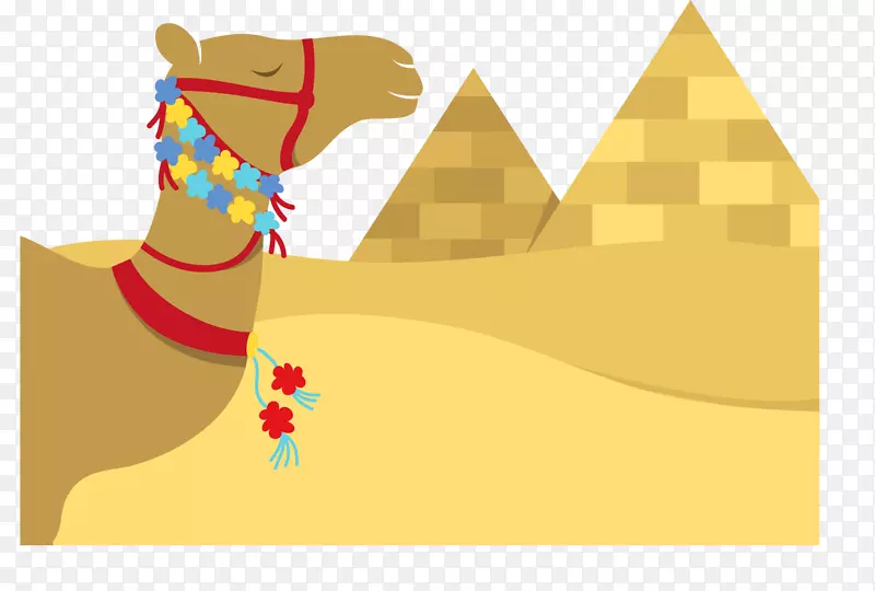 埃及金字塔-骆驼插图-绘制金字塔骆驼