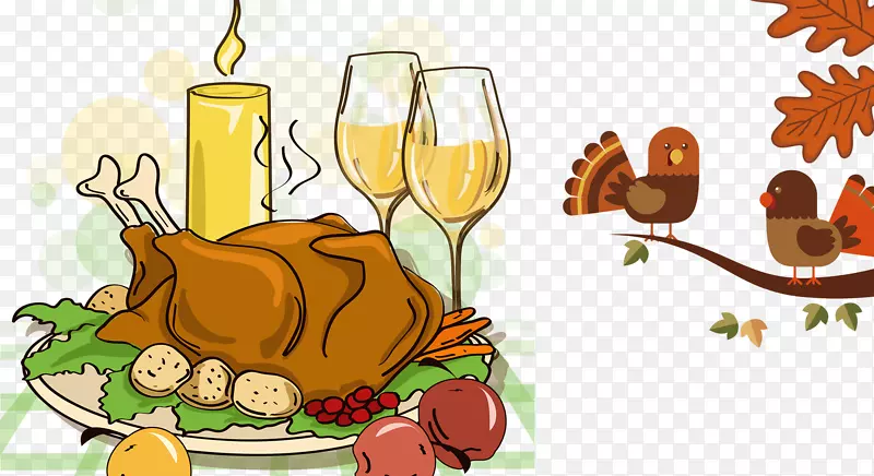 火鸡肉感恩节晚餐卡通-感恩节火鸡