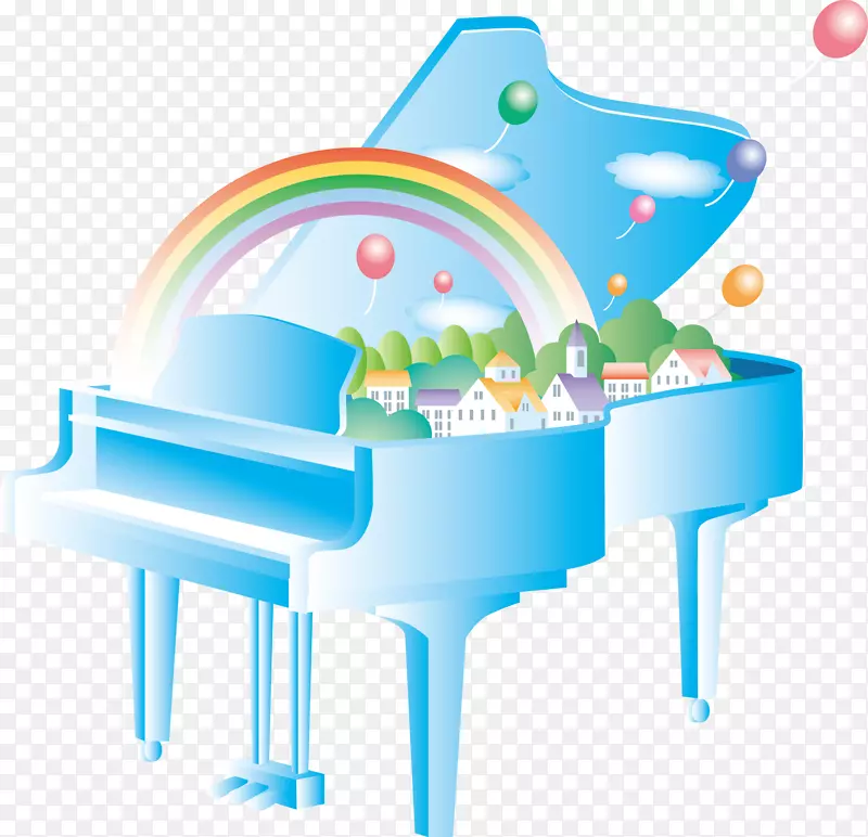 钢琴彩虹插图-彩虹