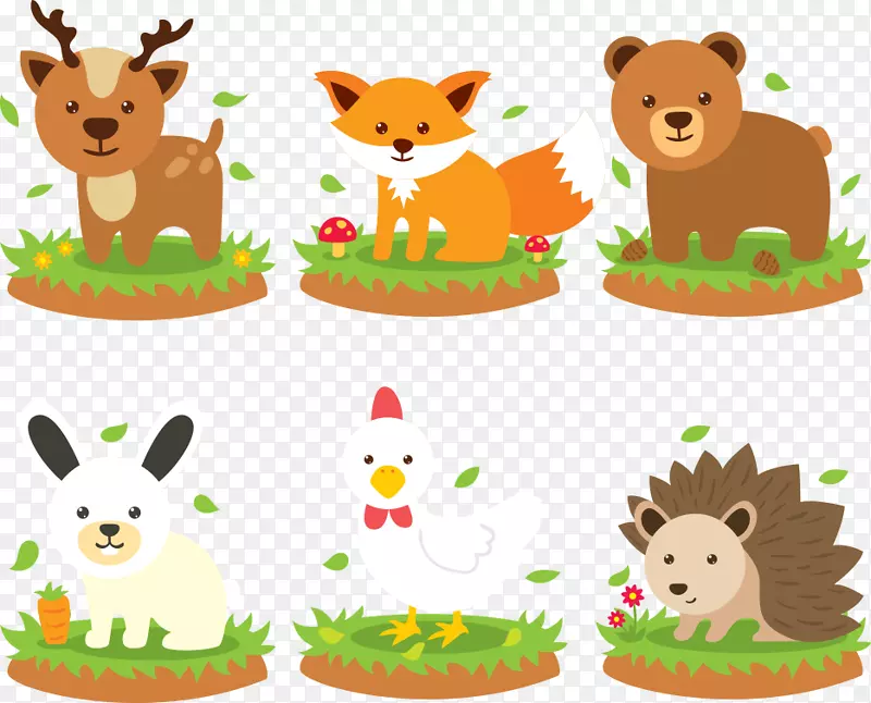 刺猬动物剪贴画卡通刺猬和狐狸