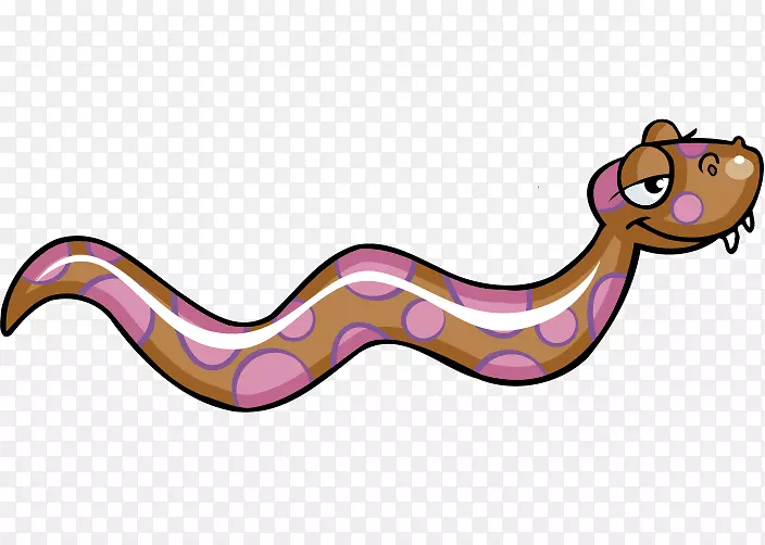 蛇爬行动物动画剪辑艺术-粉红卡通蛇