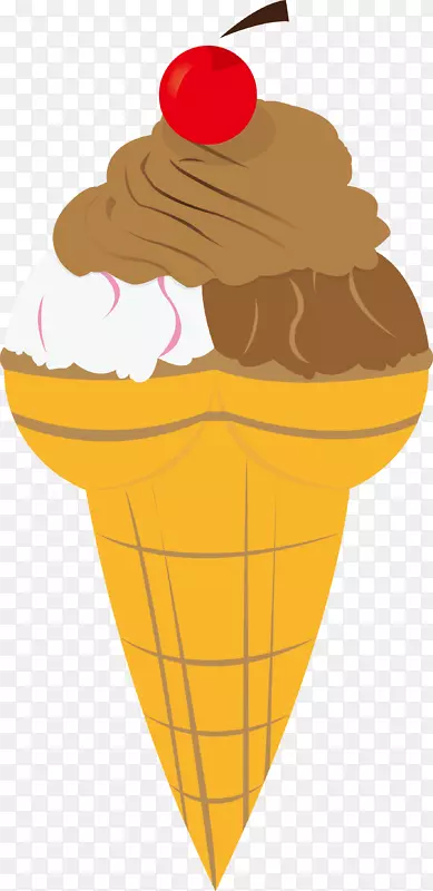 那不勒斯冰淇淋圣代冰淇淋圆锥樱桃冰淇淋冰淇淋