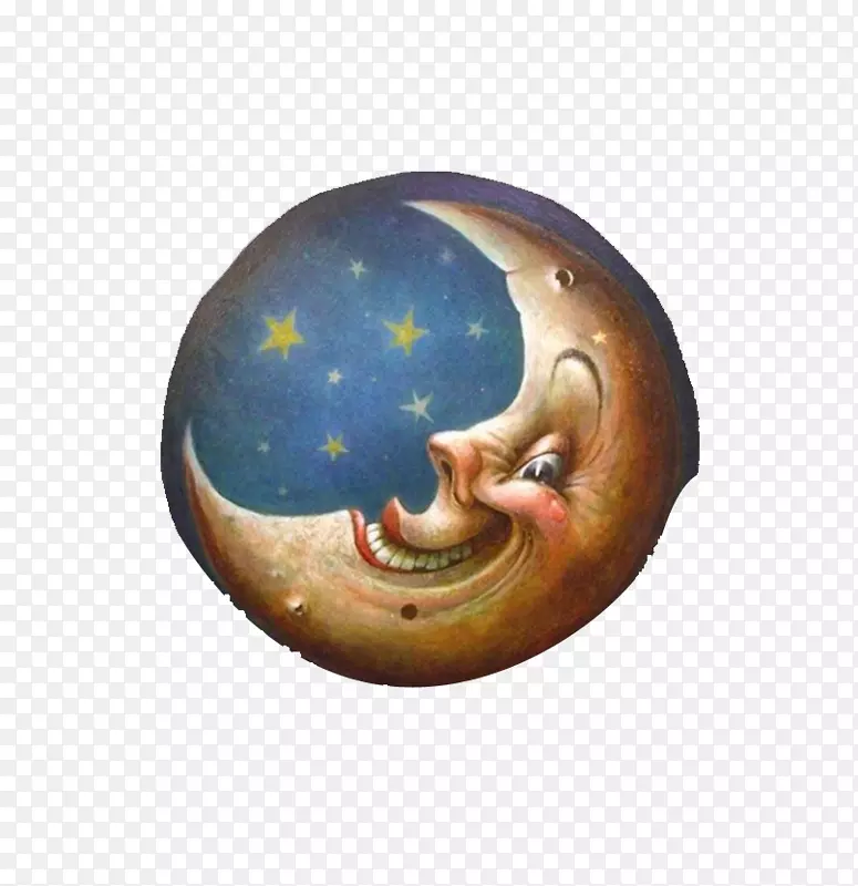 月亮画中的视觉艺术人-笑逐颜开的月亮