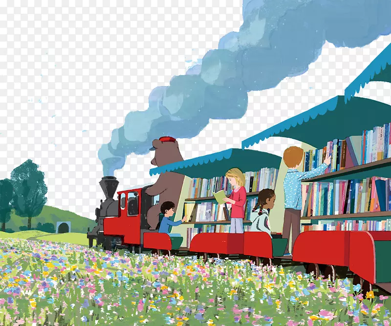 火车图书插图库插图-图书馆列车