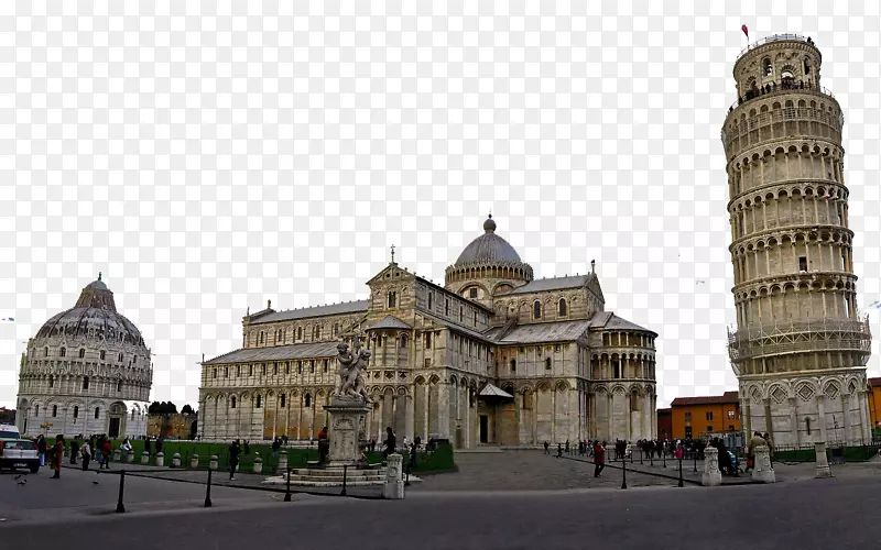 比萨广场斜塔，纳沃纳，安科纳灯塔，学院教堂。玛丽和圣。意大利比萨斜塔