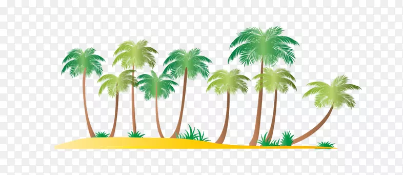 椰子树，槟榔科剪贴画-海滩椰子树