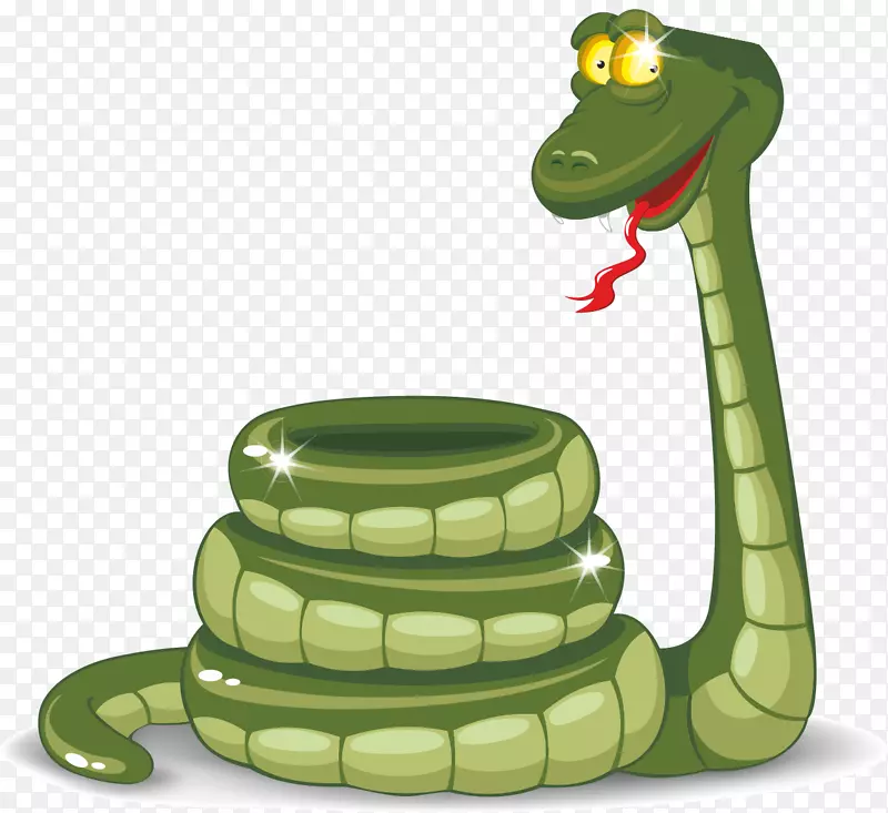 红腹黑蛇新年神子梅符号-画绿蛇