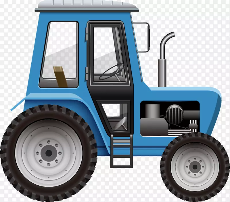 拖拉机免费插图.蓝色拖拉机设计材料