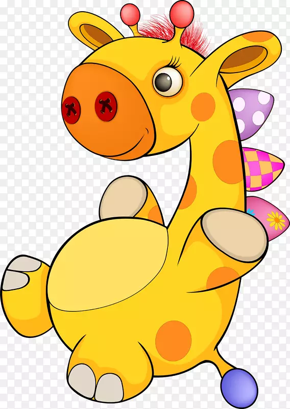 长颈鹿卡通画夹艺术-黄色可爱长颈鹿