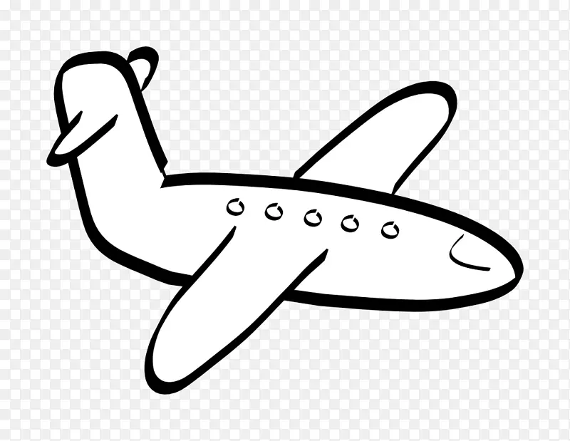 飞机黑白素描剪贴画-兔子线艺术