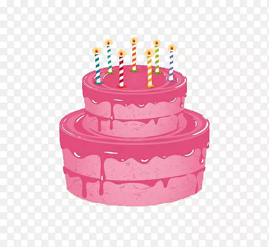 生日蛋糕结婚蛋糕纸杯蛋糕贺卡-粉红色蛋糕