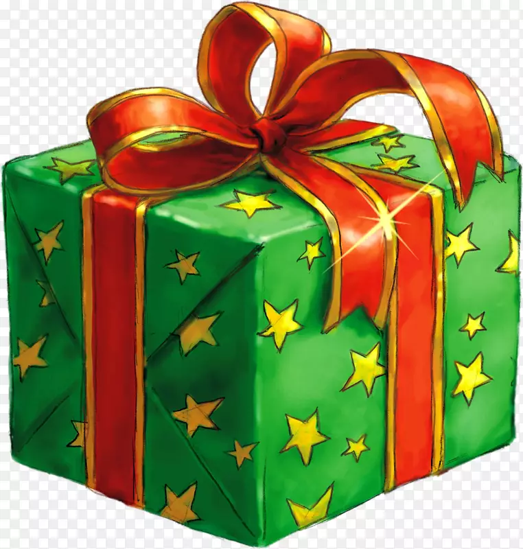 圣诞老人礼物圣诞盒剪贴画绿色礼品盒