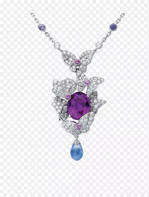 耳环紫水晶项链钻石紫钻石项链