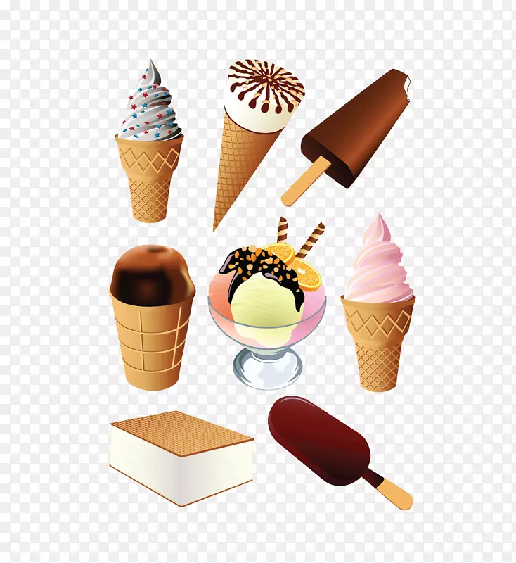 冰淇淋筒圣代巧克力冰淇淋-冰淇淋