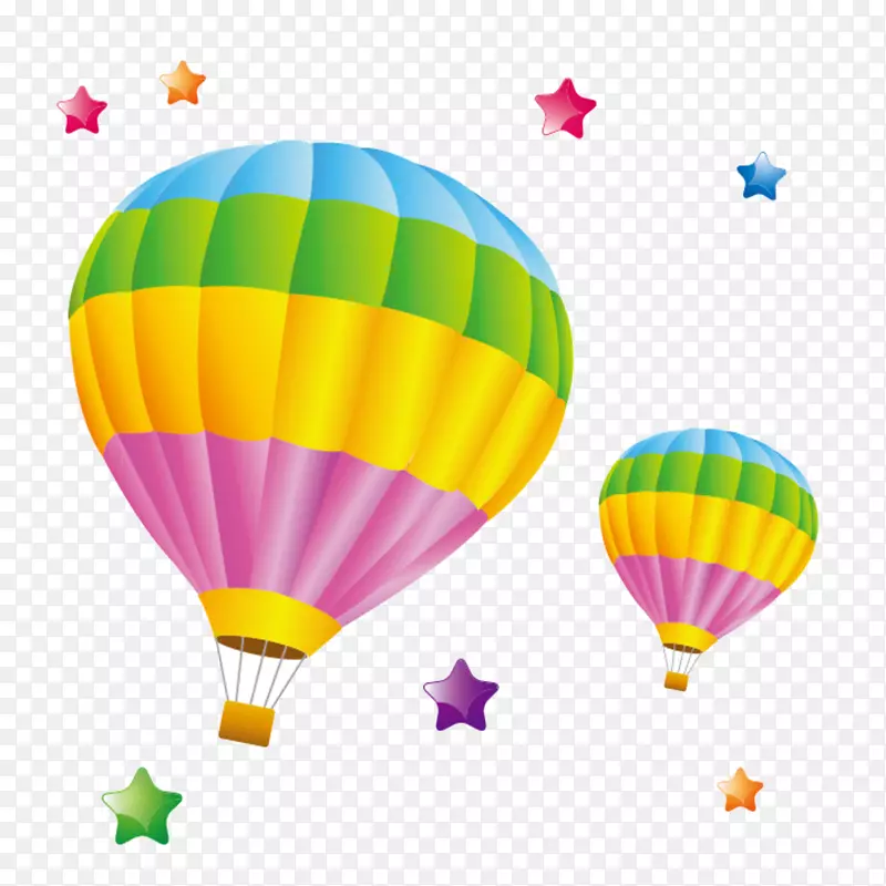 热气球彩色降落伞