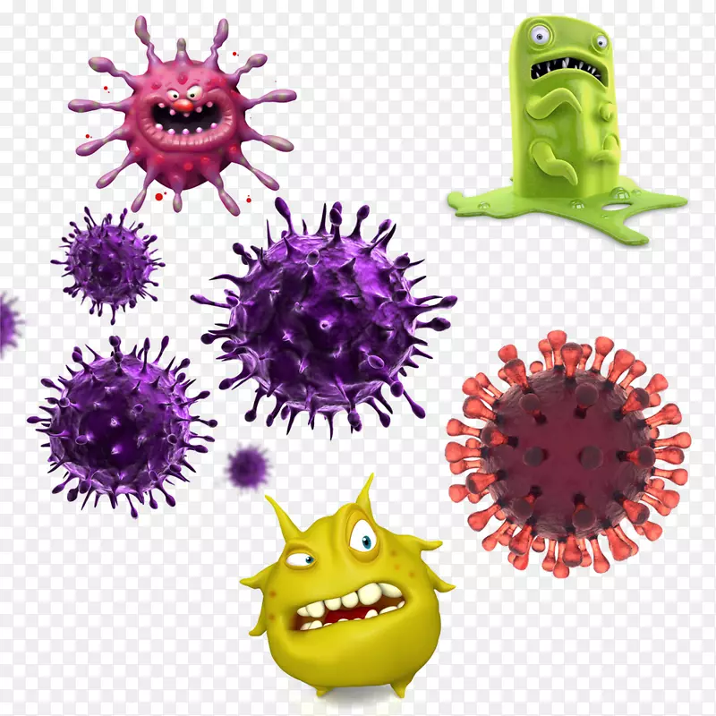 病毒细菌感染-创意卡通怪物病毒