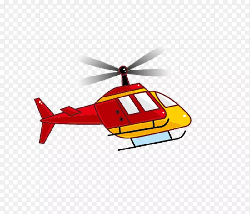 直升机旋翼飞机-红色直升机