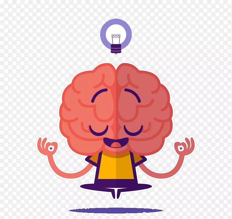 思维大脑-卡通冥想大脑