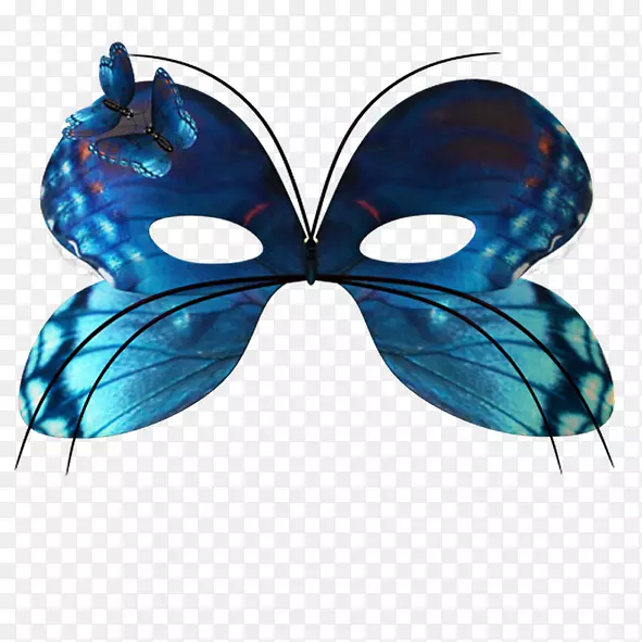 面具嘉年华舞会剪贴画蓝色蝴蝶面具