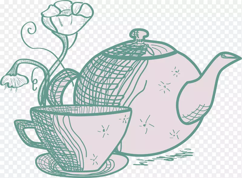 泡茶咖啡厅绿茶姜茶手绘百合花茶