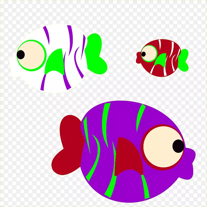 金鱼剪贴画-可爱的彩色卡通鱼