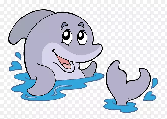 卡通版税-免费鱼类剪贴画-卡通海豚
