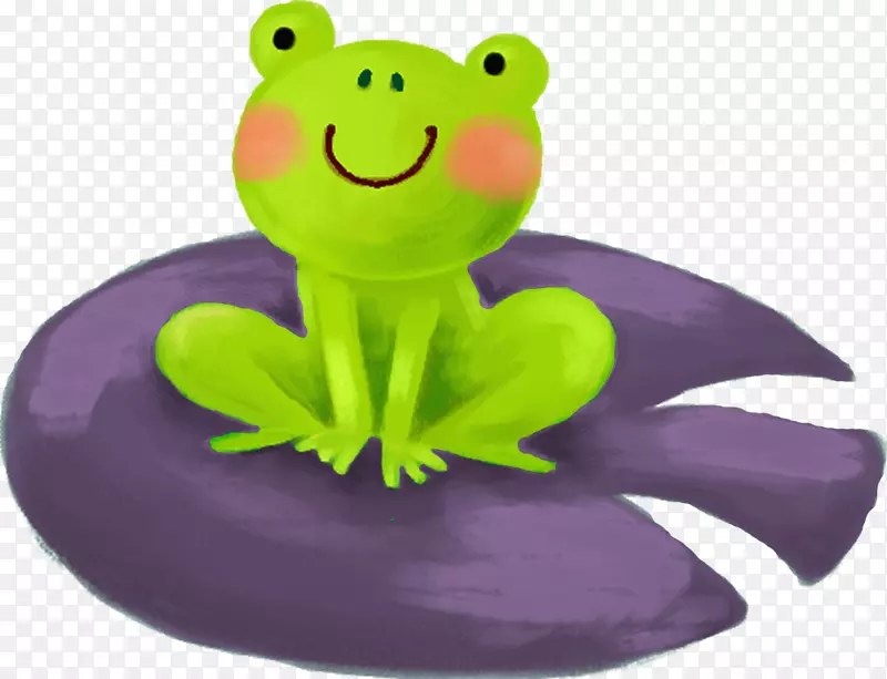 食用青蛙画蟾蜍紫色荷叶蛙
