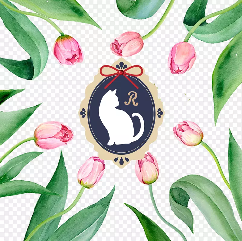水彩画插花艺术-郁金香花缘