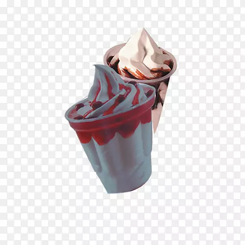 冰淇淋筒圣代草莓冰淇淋-冰淇淋