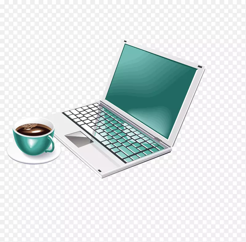 银行图标-咖啡杯和笔记本电脑